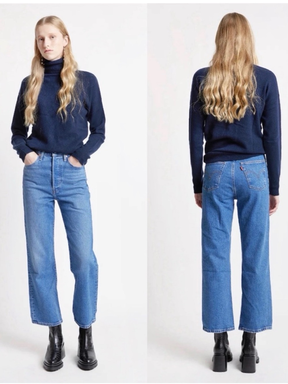 Levi’s Premium Ribcage Cropped Bootcut Jeans 30 High Rise Jazz Icon Medium Wash